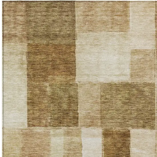 Terra Cotta Beige And Brown Geometric Washable Indoor Outdoor Area Rug Photo 6