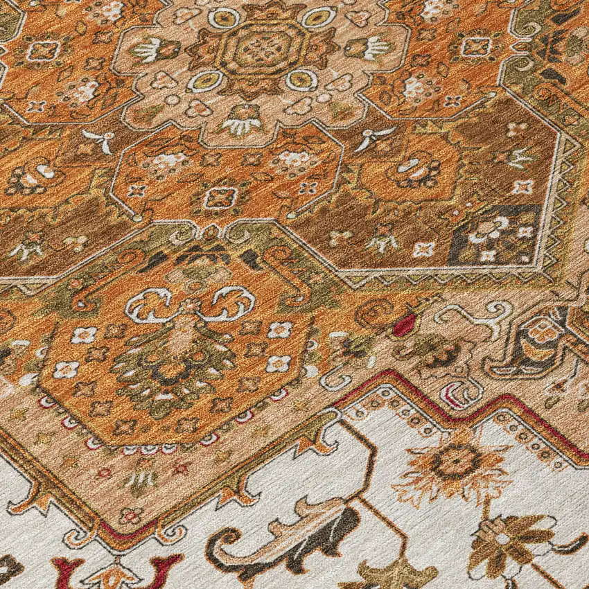 Terra Cotta Beige And Brown Oriental Washable Indoor Outdoor Area Rug Photo 7