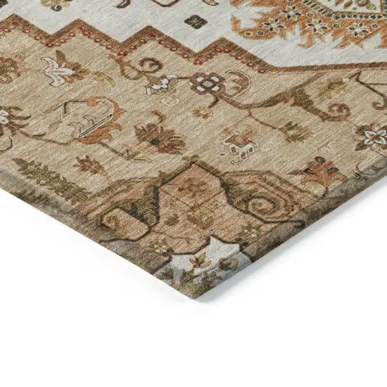 Terra Cotta Beige And Brown Oriental Washable Indoor Outdoor Area Rug Photo 4
