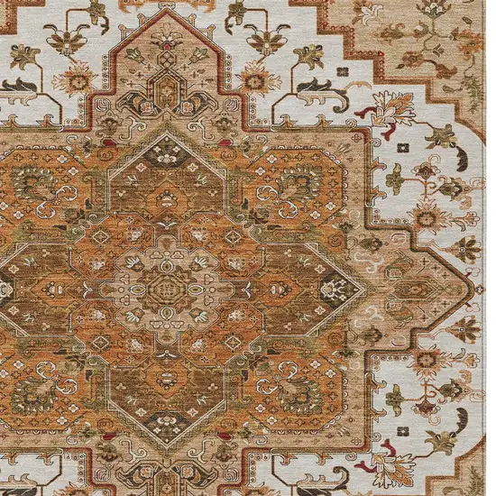 Terra Cotta Beige And Brown Oriental Washable Indoor Outdoor Area Rug Photo 6