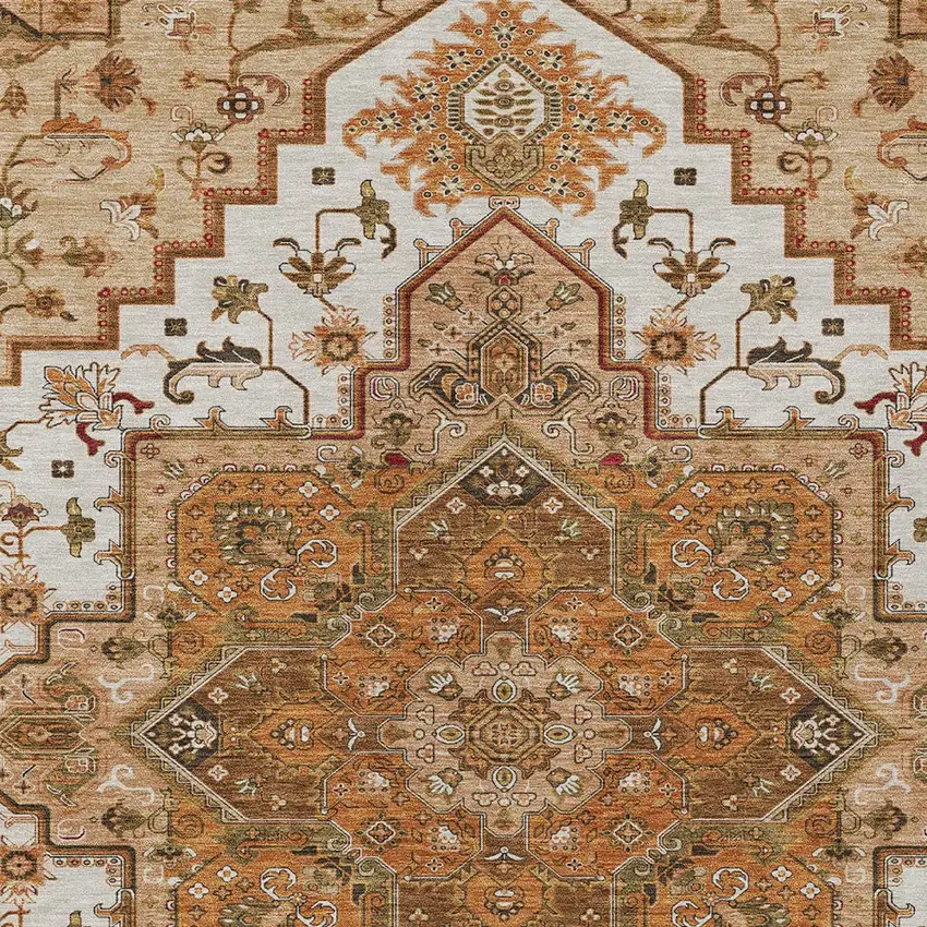 Terra Cotta Beige And Brown Oriental Washable Indoor Outdoor Area Rug Photo 6
