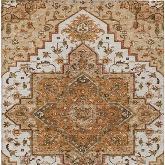Terra Cotta Beige And Brown Oriental Washable Indoor Outdoor Area Rug Photo 8