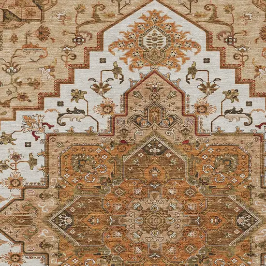 Terra Cotta Beige And Brown Oriental Washable Indoor Outdoor Area Rug Photo 6