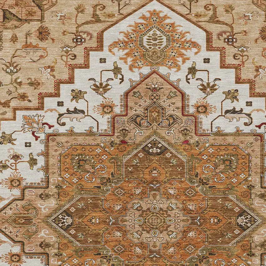 Terra Cotta Beige And Brown Oriental Washable Indoor Outdoor Area Rug Photo 6