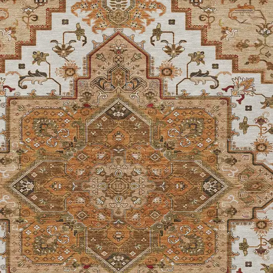 Terra Cotta Beige And Brown Oriental Washable Indoor Outdoor Area Rug Photo 6