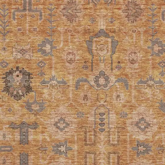 Terra Cotta Beige And Charcoal Oriental Washable Area Rug With UV Protection Photo 3