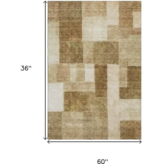 Terra Cotta Beige And Copper Geometric Washable Area Rug With UV Protection Photo 9