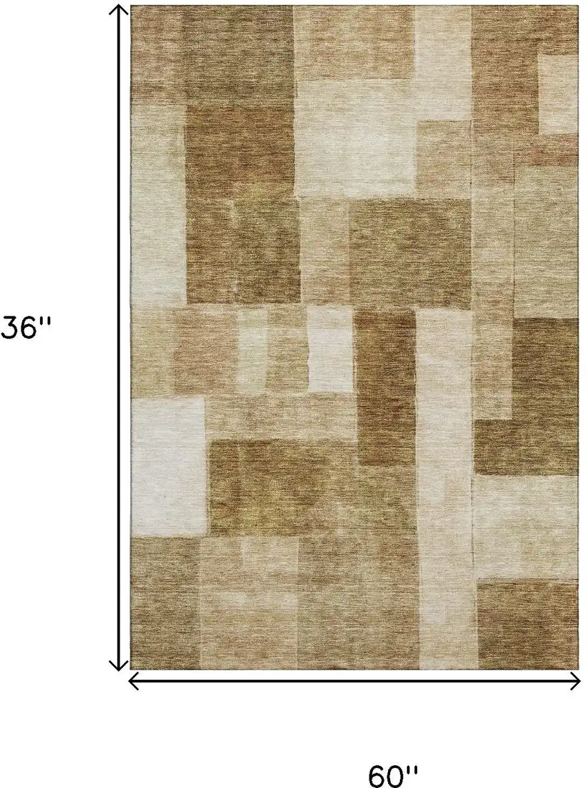 Terra Cotta Beige And Copper Geometric Washable Area Rug With UV Protection Photo 9