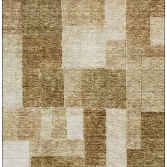 Terra Cotta Beige And Copper Geometric Washable Area Rug With UV Protection Photo 4