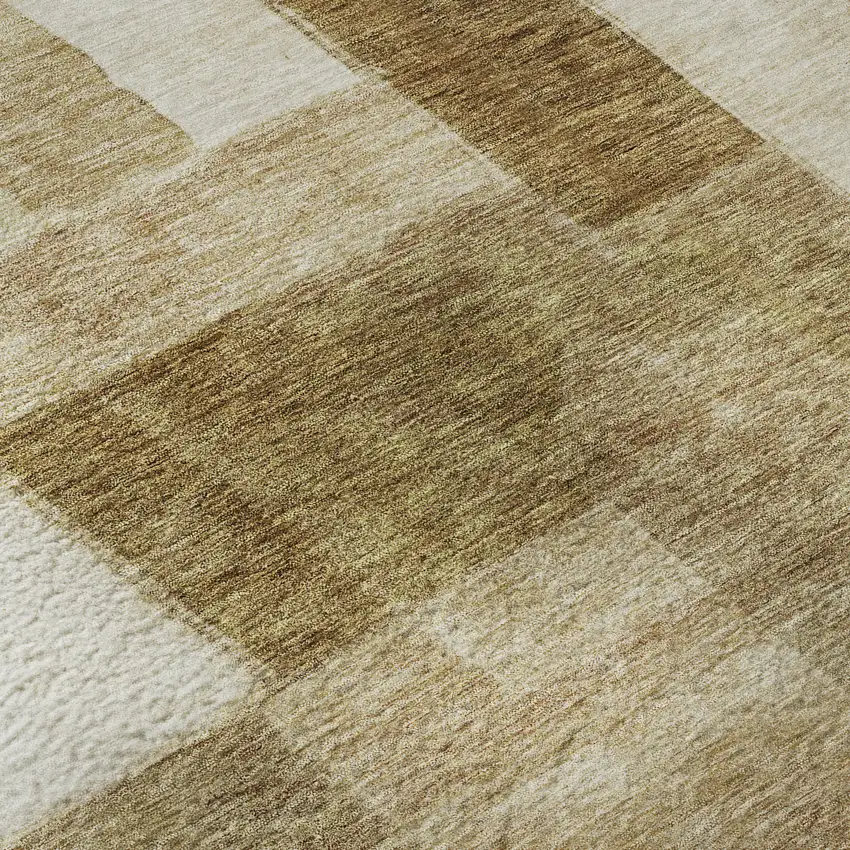 Terra Cotta Beige And Copper Geometric Washable Area Rug With UV Protection Photo 7