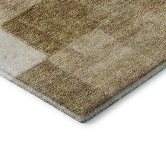 Terra Cotta Beige And Copper Geometric Washable Area Rug With UV Protection Photo 5