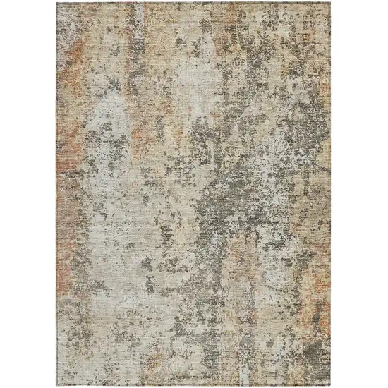 Terra Cotta Beige And Dark Gray Abstract Washable Indoor Outdoor Area Rug Photo 7