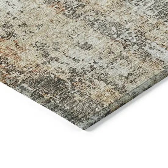 Terra Cotta Beige And Dark Gray Abstract Washable Indoor Outdoor Area Rug Photo 5
