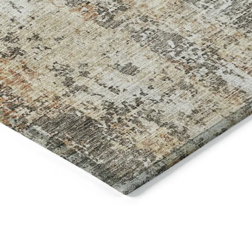 Terra Cotta Beige And Dark Gray Abstract Washable Indoor Outdoor Area Rug Photo 5