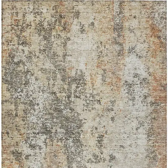 Terra Cotta Beige And Dark Gray Abstract Washable Indoor Outdoor Area Rug Photo 7