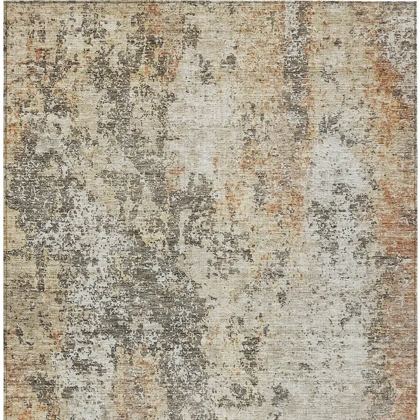 Terra Cotta Beige And Dark Gray Abstract Washable Indoor Outdoor Area Rug Photo 7