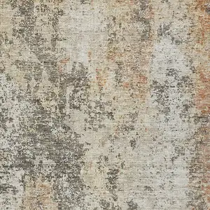 Photo of Terra Cotta Beige And Dark Gray Abstract Washable Indoor Outdoor Area Rug