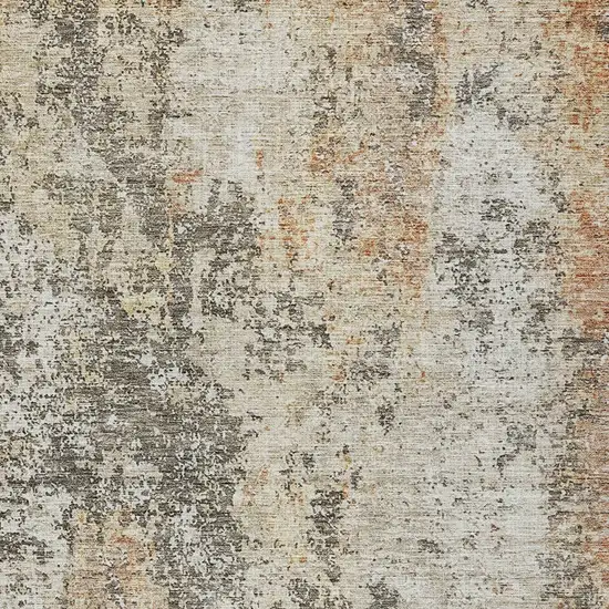 Terra Cotta Beige And Dark Gray Abstract Washable Indoor Outdoor Area Rug Photo 6