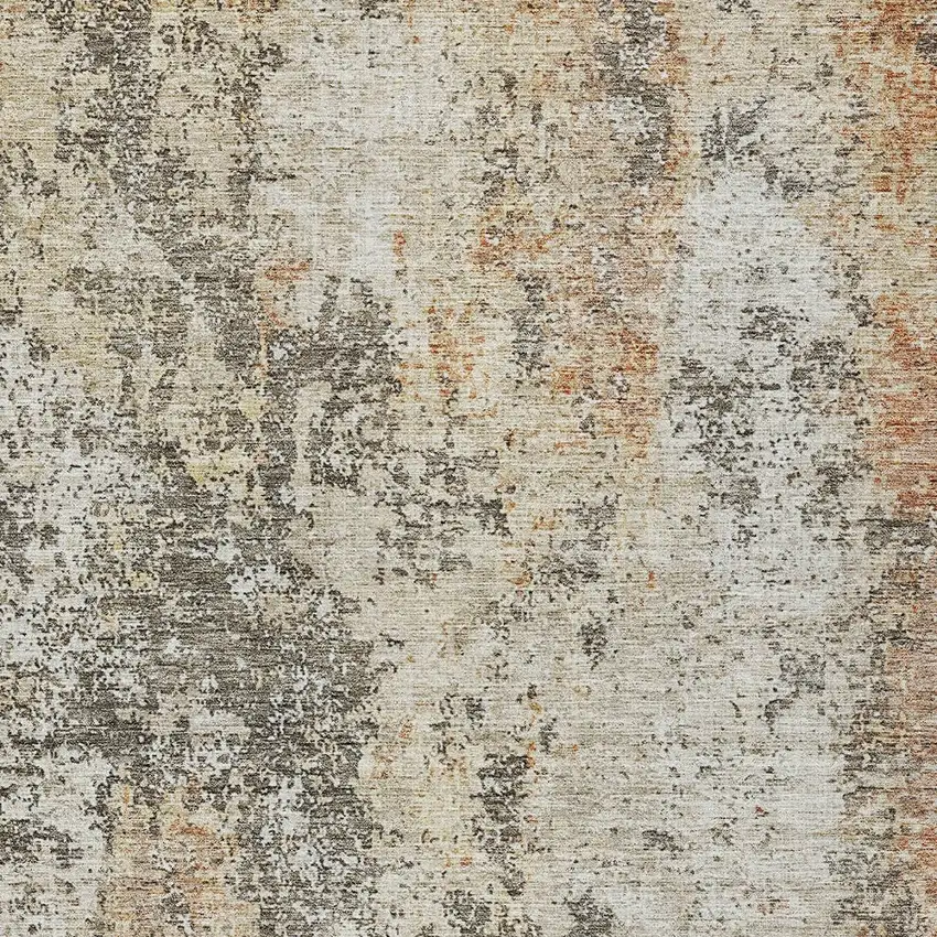 Terra Cotta Beige And Dark Gray Abstract Washable Indoor Outdoor Area Rug Photo 6