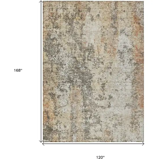 Terra Cotta Beige And Dark Gray Abstract Washable Indoor Outdoor Area Rug Photo 3