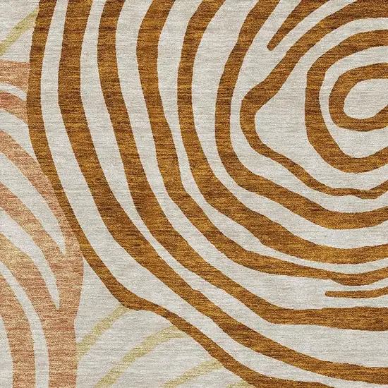 Terra Cotta Beige And Gold Abstract Washable Area Rug With UV Protection Photo 3
