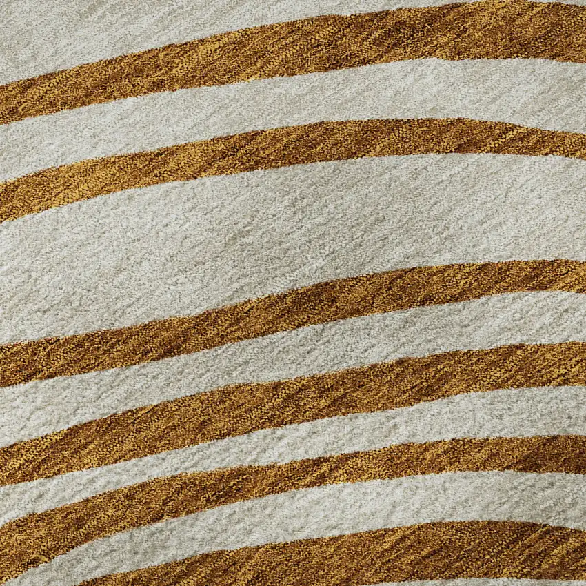 Terra Cotta Beige And Gold Abstract Washable Area Rug With UV Protection Photo 9