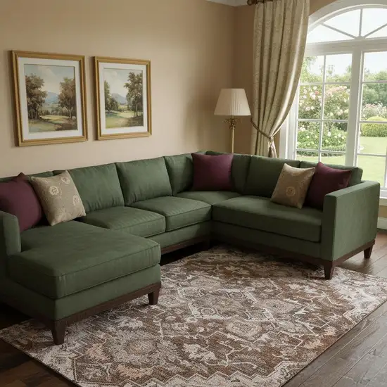 Terra Cotta Beige And Gray Floral Medallion Washable Area Rug With UV Protection Photo 1