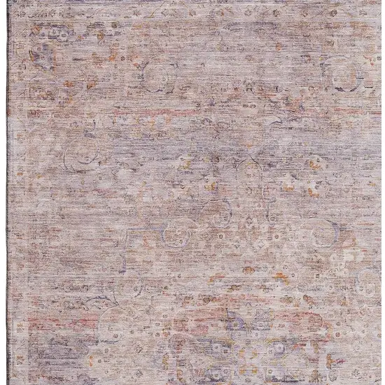 Terra Cotta Beige And Gray Floral Medallion Washable Area Rug With UV Protection Photo 2