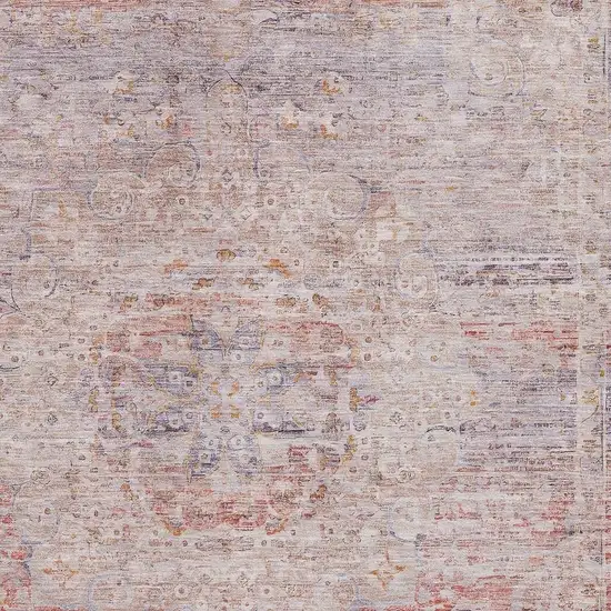 Terra Cotta Beige And Gray Floral Medallion Washable Area Rug With UV Protection Photo 2