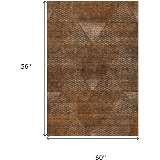 Terra Cotta Beige And Gray Geometric Washable Area Rug With UV Protection Photo 3