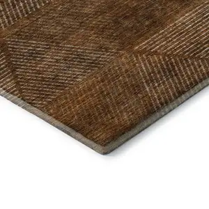 Photo of Terra Cotta Beige And Gray Geometric Washable Area Rug With UV Protection