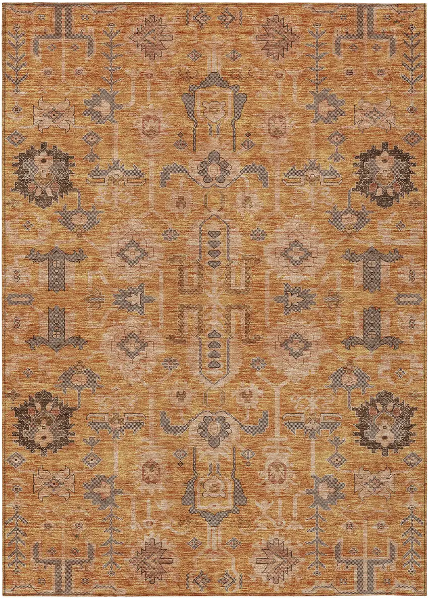 Terra Cotta Beige And Gray Oriental Washable Indoor Outdoor Area Rug Photo 1