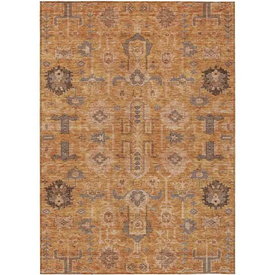 Terra Cotta Beige And Gray Oriental Washable Indoor Outdoor Area Rug Photo 1