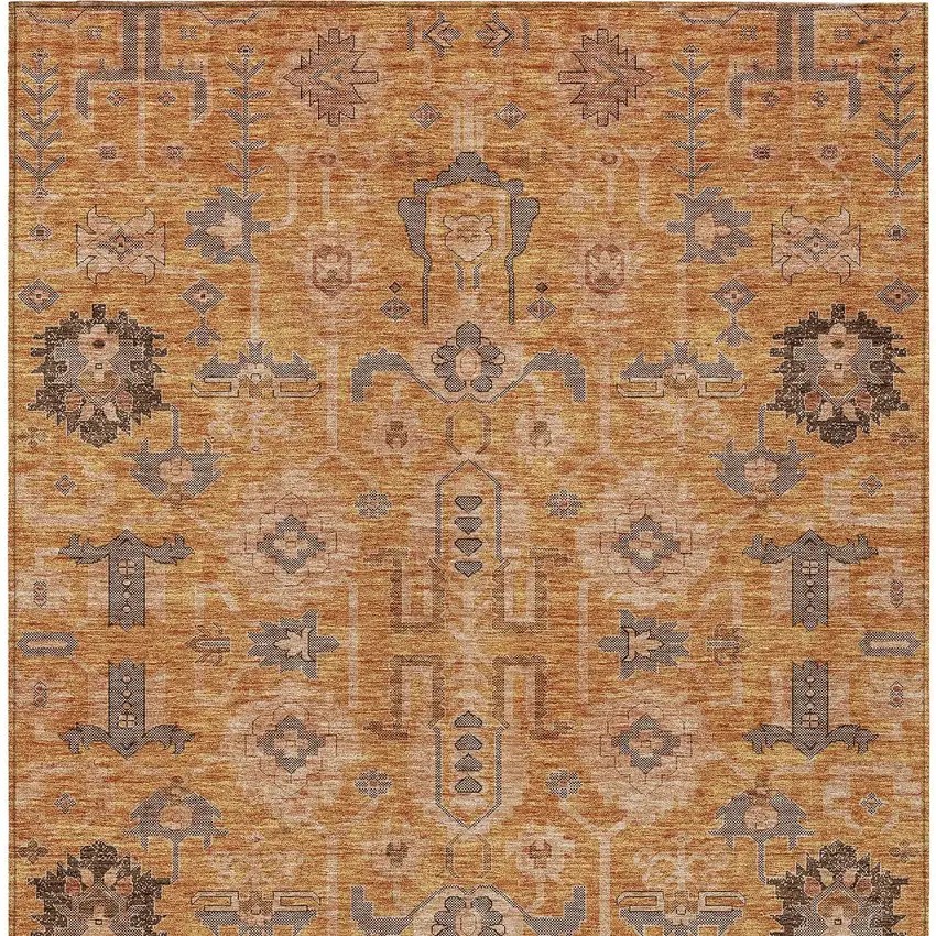 Terra Cotta Beige And Gray Oriental Washable Indoor Outdoor Area Rug Photo 6