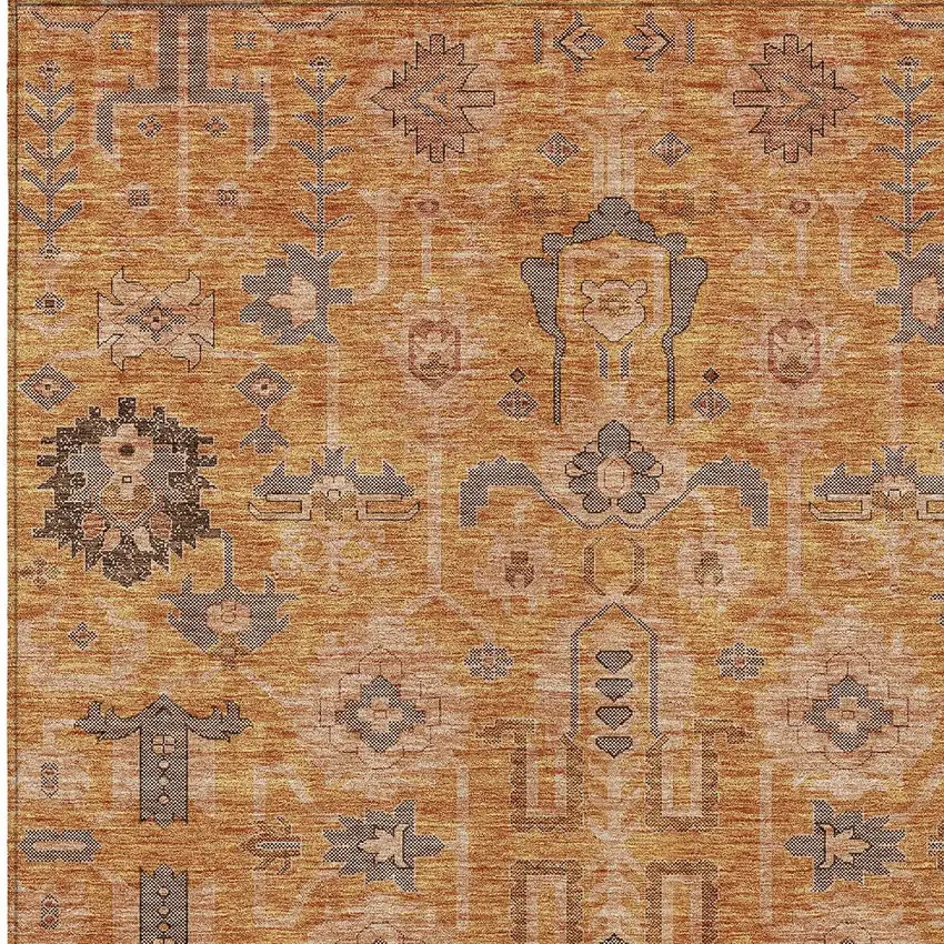 Terra Cotta Beige And Gray Oriental Washable Indoor Outdoor Area Rug Photo 5