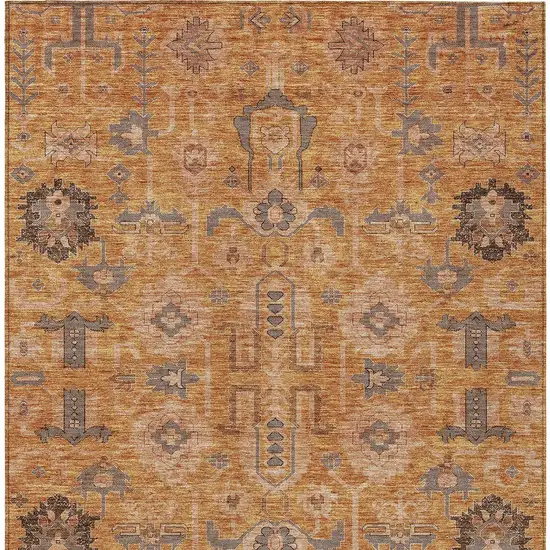 Terra Cotta Beige And Gray Oriental Washable Indoor Outdoor Area Rug Photo 5