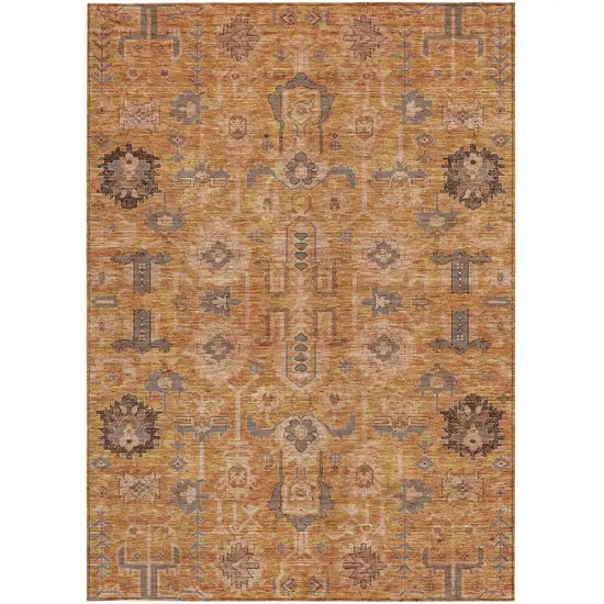 Terra Cotta Beige And Gray Oriental Washable Indoor Outdoor Area Rug Photo 6