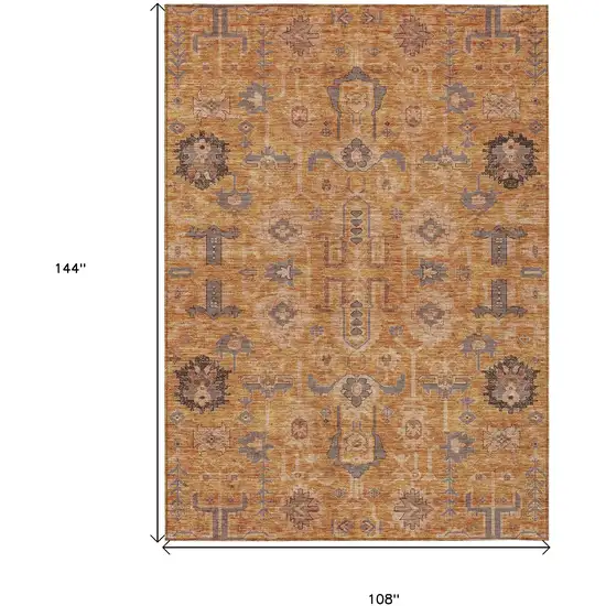 Terra Cotta Beige And Gray Oriental Washable Indoor Outdoor Area Rug Photo 3