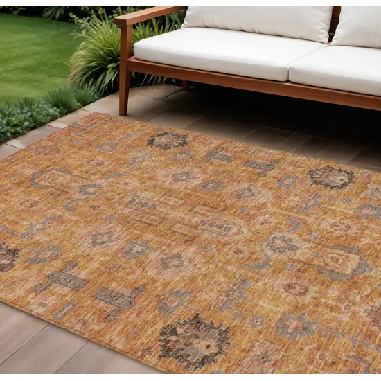 Terra Cotta Beige And Gray Oriental Washable Indoor Outdoor Area Rug Photo 1