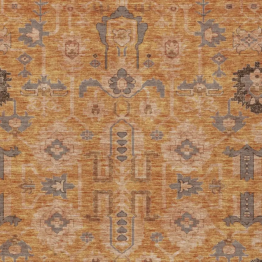 Terra Cotta Beige And Gray Oriental Washable Indoor Outdoor Area Rug Photo 5