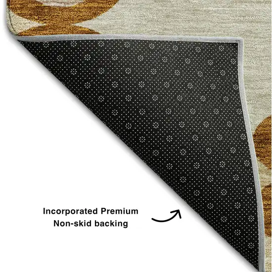 Terra Cotta Beige And Gray Trellis Washable Area Rug With UV Protection Photo 6