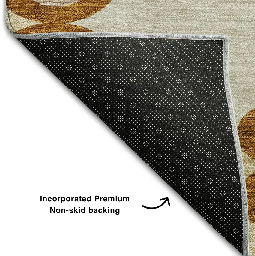 Terra Cotta Beige And Gray Trellis Washable Area Rug With UV Protection Photo 6