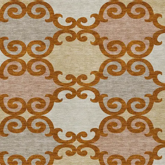 Terra Cotta Beige And Gray Trellis Washable Indoor Outdoor Area Rug Photo 6
