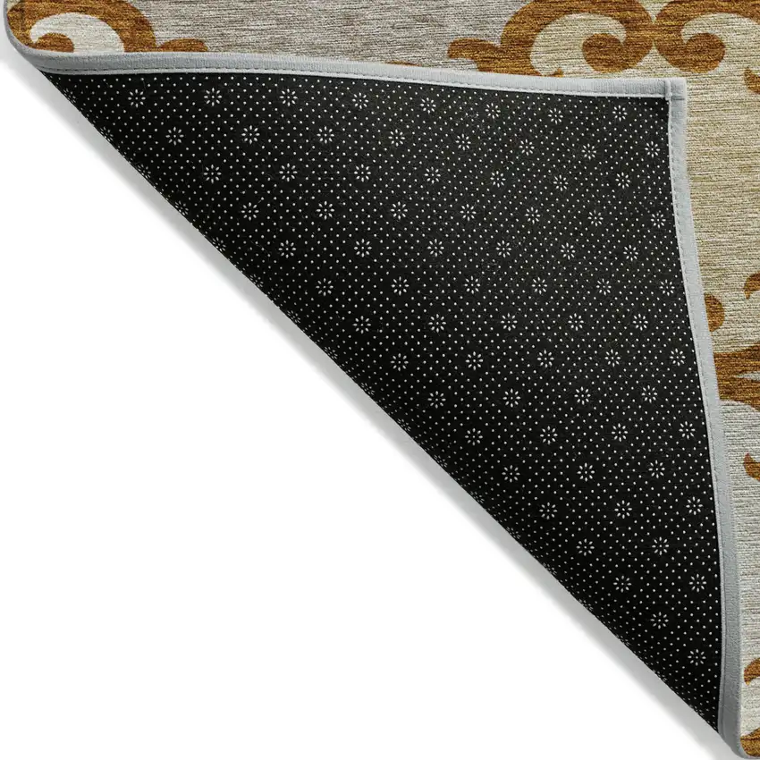 Terra Cotta Beige And Gray Trellis Washable Indoor Outdoor Area Rug Photo 5