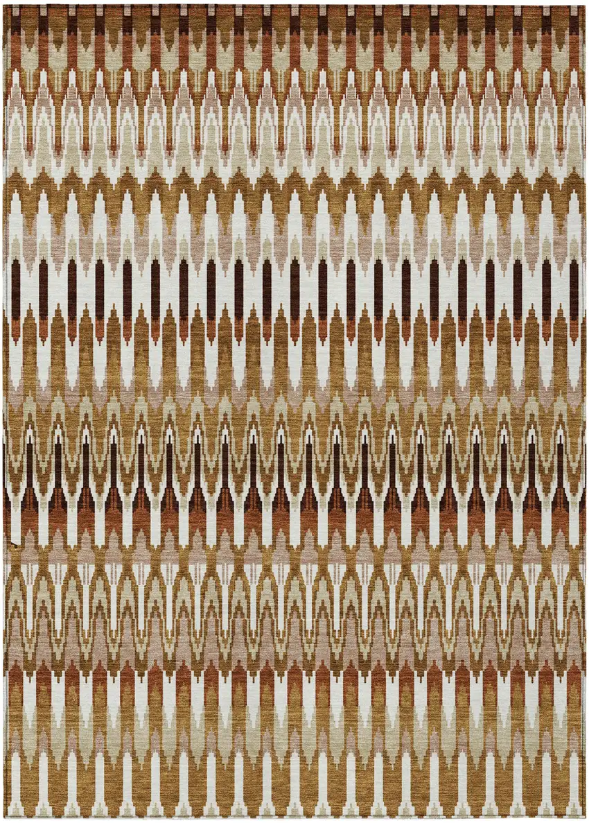Terra Cotta Beige And Red Southwestern Washable Indoor Outdoor Area Rug Photo 2