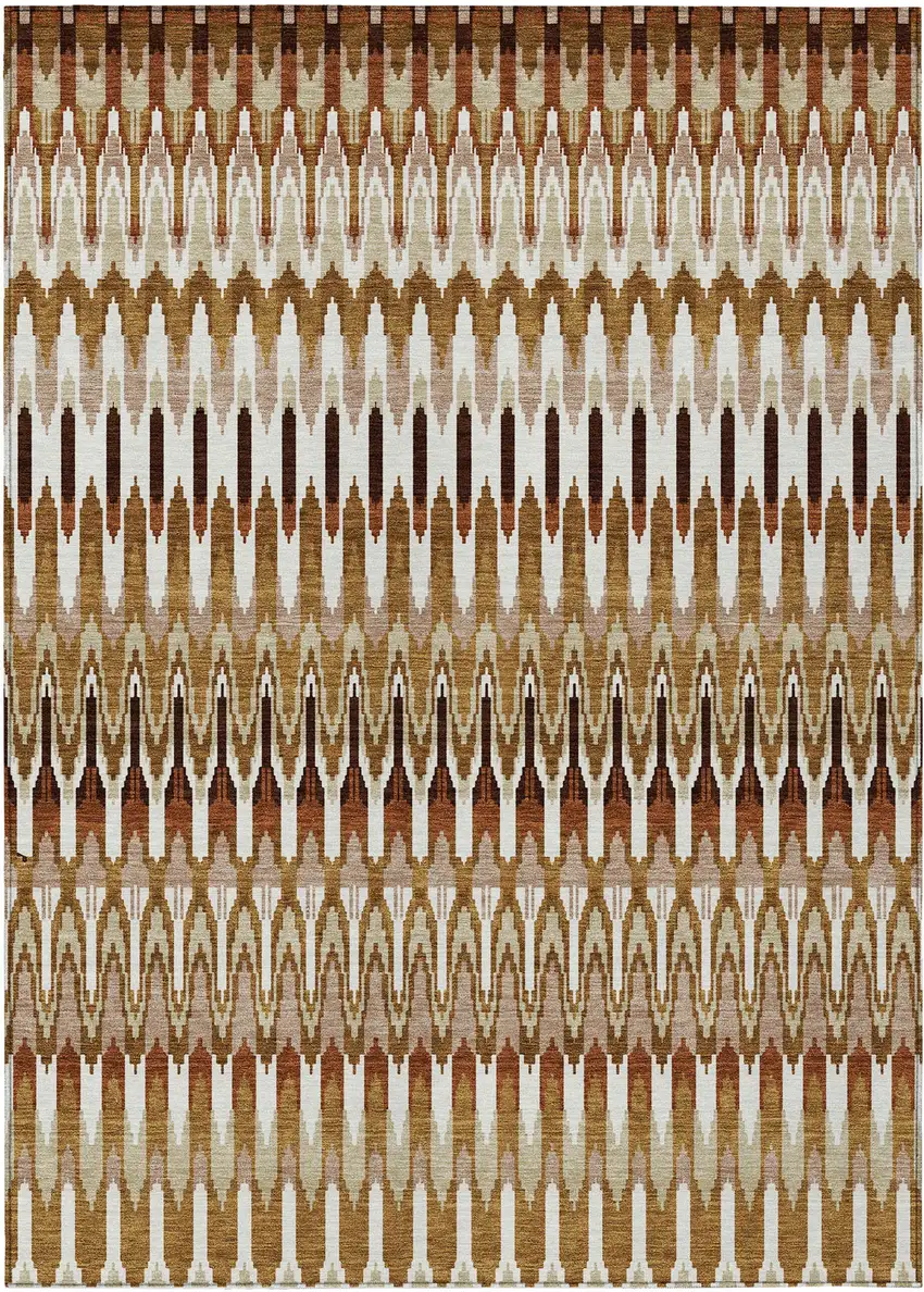 Terra Cotta Beige And Red Southwestern Washable Indoor Outdoor Area Rug Photo 2