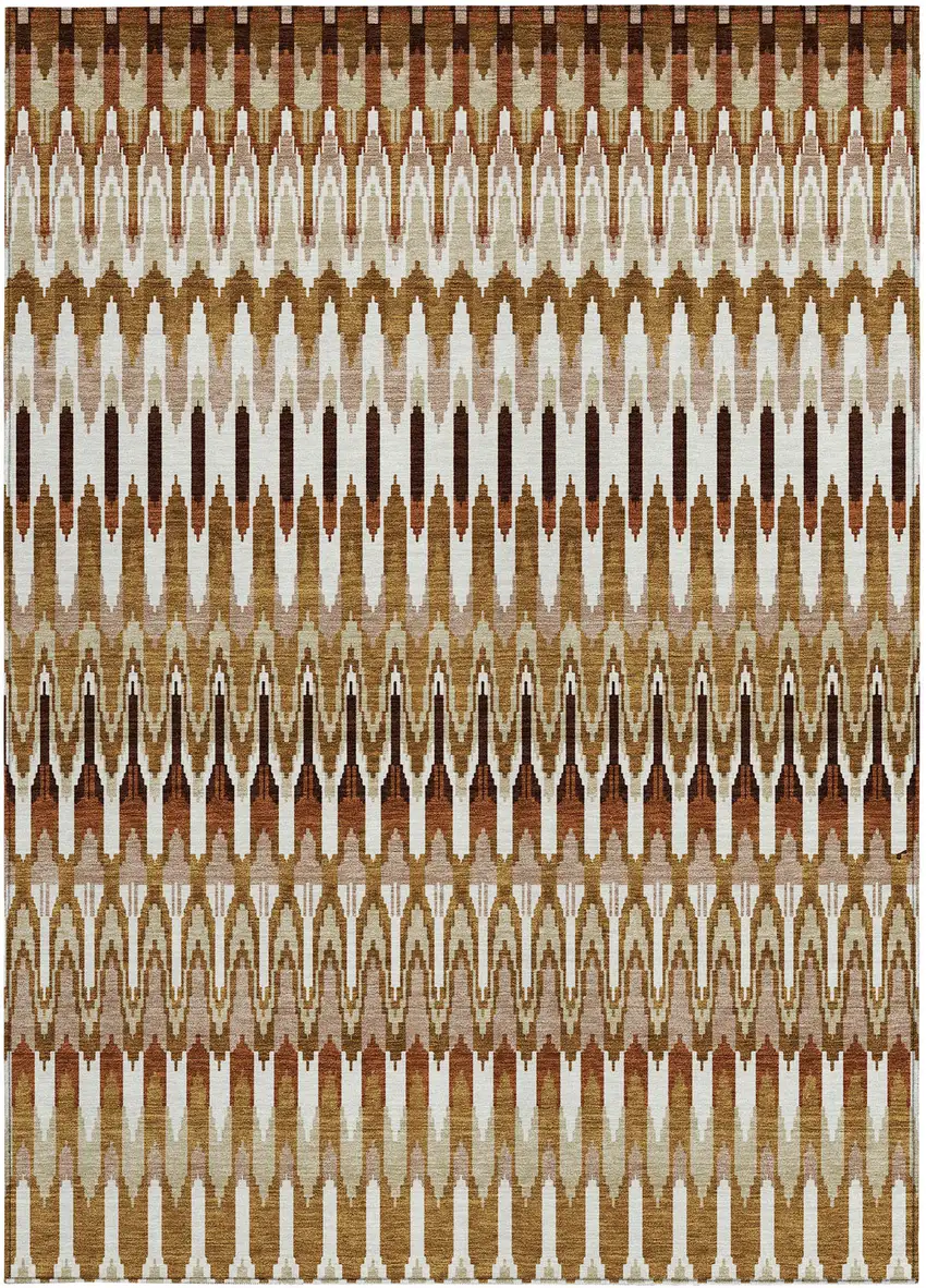 Terra Cotta Beige And Red Southwestern Washable Indoor Outdoor Area Rug Photo 8