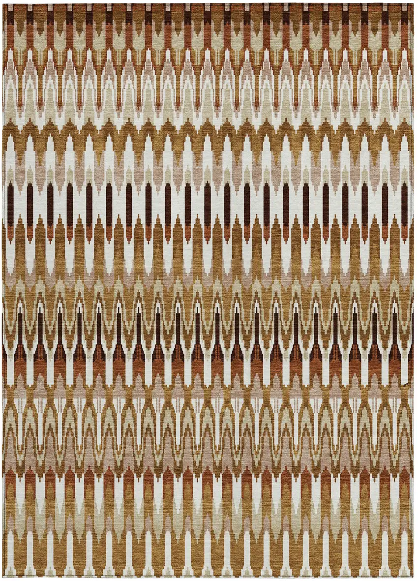 Terra Cotta Beige And Red Southwestern Washable Indoor Outdoor Area Rug Photo 8