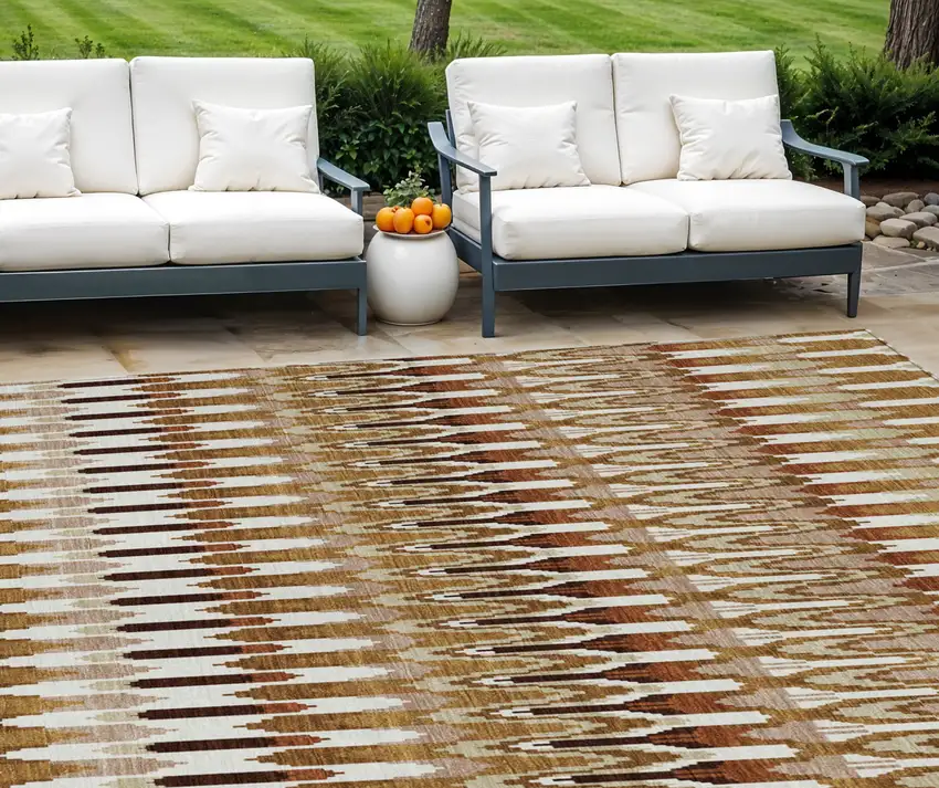 Terra Cotta Beige And Red Southwestern Washable Indoor Outdoor Area Rug Photo 1