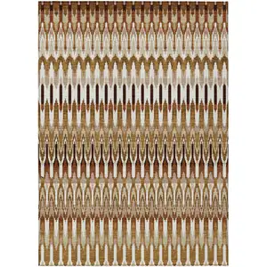 Photo of Terra Cotta Beige And Red Southwestern Washable Indoor Outdoor Area Rug